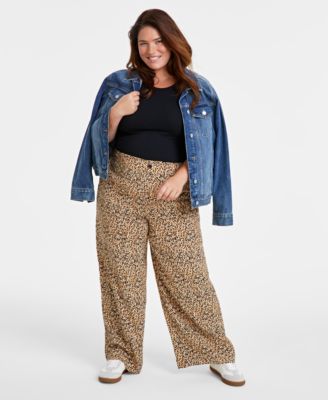 On 34th - Trendy Plus Size Printed Wide-Leg Pants
