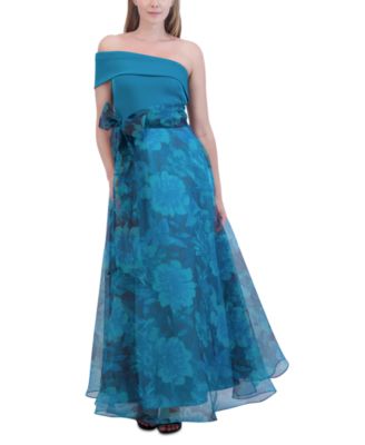 Eliza J - Women's One-Shoulder Organza Tie-Waist Gown