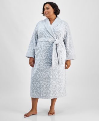 Charter Club - Plus Size Long Embossed Plush Robe