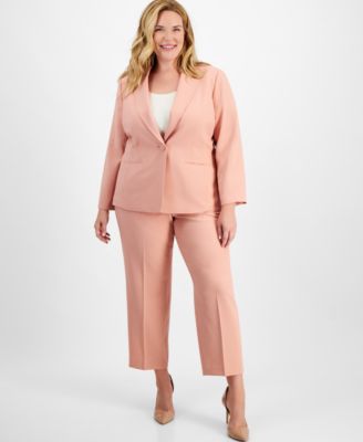 Le Suit - Plus Size Notch-Collar One-Button Pantsuit