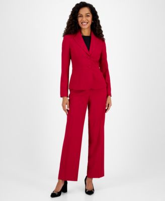 Le Suit - Women's Seamed Peplum Pantsuit, Regular & Petite