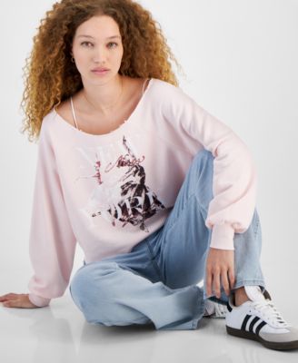 Self Esteem - Juniors' Off-The-Shoulder Raglan-Sleeve Graphic Sweater