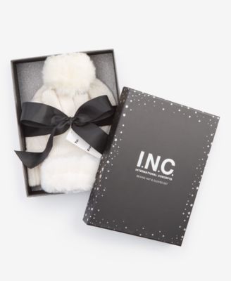I.N.C. International Concepts - Women's Beanie & Faux-Fur-Trim Gloves Gift Set