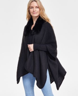 I.N.C. International Concepts - Women's Faux-Fur-Collar Topper Wrap
