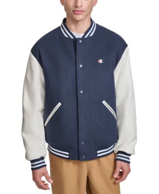 Champion - Men's Colorblocked Mixed-Media Varsity Jacket
