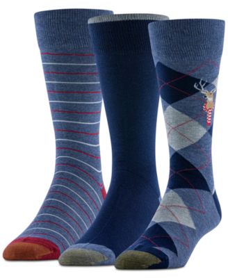 Gold Toe - Men's Reindeer Argyle Crew Dress Socks, 3-Pack