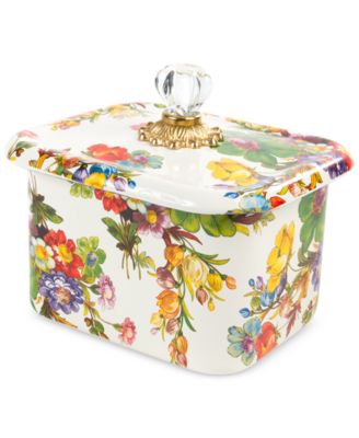 Mackenzie-Childs - White Flower Market Enameled Steel Recipe Box