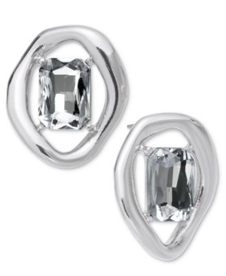 I.N.C. International Concepts - Silver-Tone Rectangle Crystal Open Drop Earrings