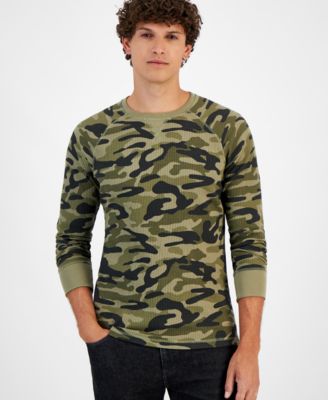 Sun + Stone - Men's Taylor Thermal Long Sleeve Camo Print Crewneck Shirt