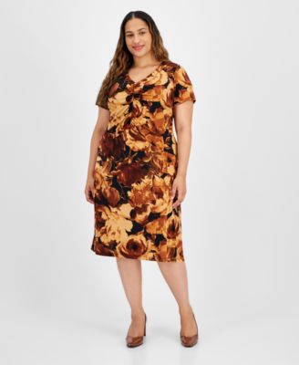 Connected - Plus Size Shirred-Front Jersey Dress