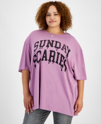 Grayson Threads, The Label - Trendy Plus Size Sunday Scaries Short-Sleeve T-Shirt