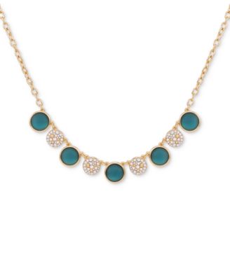 T Tahari - Gold-Tone Pav&eacute; & Color Crystal Statement Necklace, 18"  + 3" extender