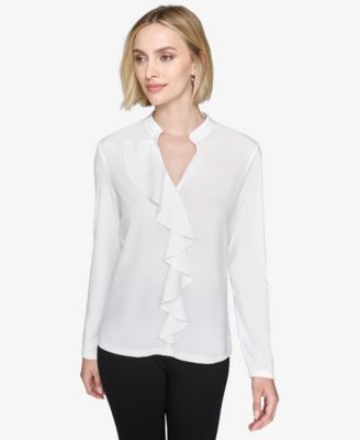 KARL LAGERFELD PARIS - Women's Ruffled Long-Sleeve Blouse