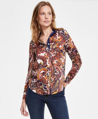 Jones New York - Women's Printed Relaxed Utility Blouse