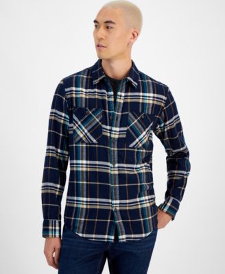 Sun + Stone - Men's Erik Plaid Flannel Shirt, Created for Macy's