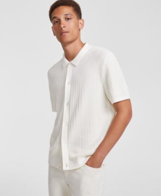 Michael Kors - Men's Slim-Fit Racked Stitch Short-Sleeve Button-Down Shirt