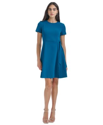 Calvin Klein - Women's Jewel-Neck Scuba-Crepe A-Line Dress