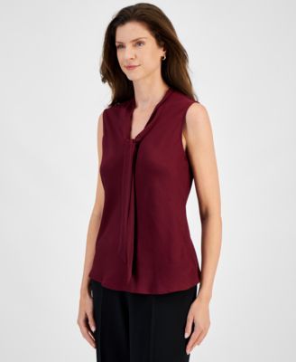 Kasper - Petite Tie-Neck Sleeveless Top