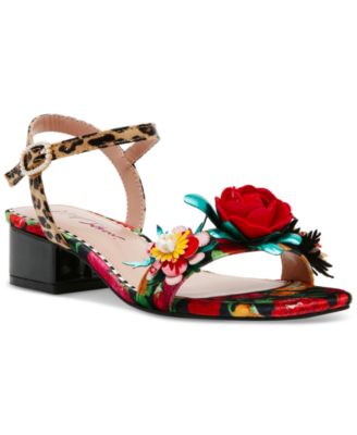 Betsey Johnson - Women's Charrly Two-Piece Block-Heel Floral Sandals