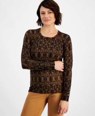 JM Collection - Petite Trina Python-Print Sweater