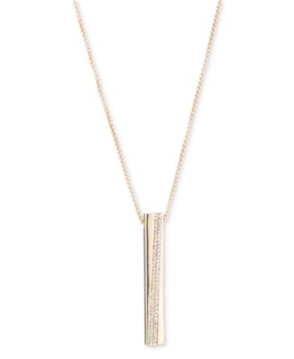 Lauren Ralph Lauren - Gold-Tone Pav&eacute; Bar 36" Adjustable Pendant Necklace