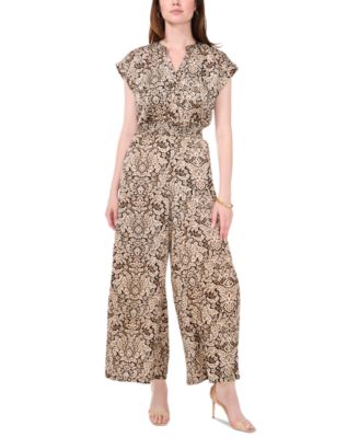 MSK - Women's V-Neck Smocked Waist Jumpsuit