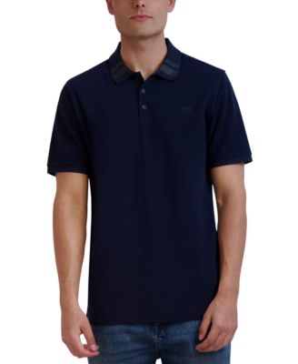 KARL LAGERFELD PARIS - Men's Contrast-Trim Quarter-Zip Polo Shirt