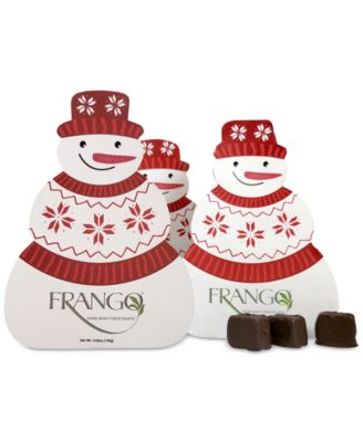 Frango Chocolates - Holiday Dark Mint Chocolates in Snowman Box, 3 Pack