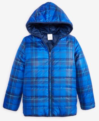 Epic Threads - Little & Big Boys Camp Plaid Reversible Hooded Puffer Jacket