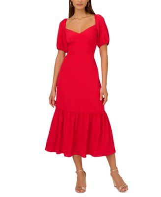 Adrianna by Adrianna Papell - Women's Puffed-Sleeve Ruffled-Hem Dress