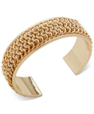 Anne Klein - Gold-Tone Inlaid Chain Cuff Bracelet