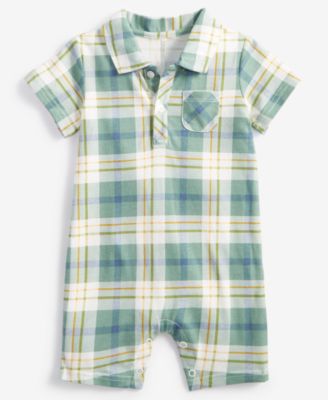 First Impressions - Baby Boys Meadow Plaid Collared Sunsuit