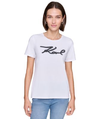 KARL LAGERFELD PARIS - Women's Script Logo Graphic T-Shirt