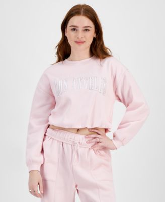 Planet Heart - Juniors' Bubble Hem Varsity Sweatshirt