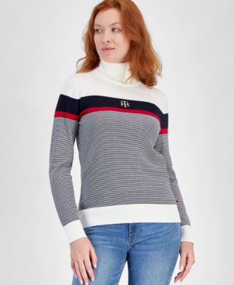 Tommy Hilfiger - Women's Logo-Stripe Turtleneck Sweater