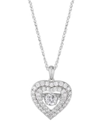 Grown With Love - Lab Grown Diamond Double Heart Halo Pendant Necklace (1-1/4 ct. t.w.) in 14k White Gold, 16" +2" extender