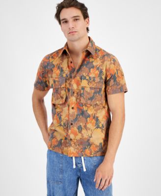 Sun + Stone - Men's Matteo Short Sleeve Button-Front Striped Camp Shirt
