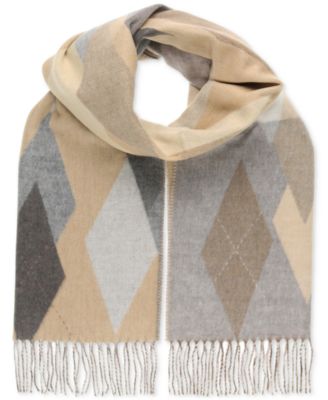 FRAAS - Women's Argyle Fringe-Trim Scarf