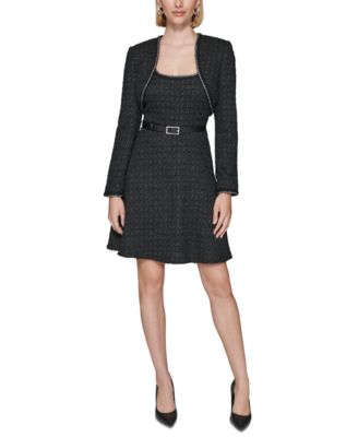 KARL LAGERFELD PARIS - Women's Boucl&eacute; Tweed Shrug Jacket
