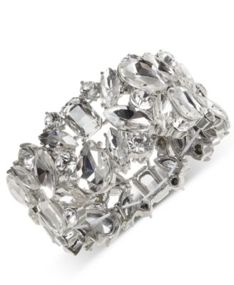 I.N.C. International Concepts - Silver-Tone Mixed Cut Crystal Stretch Bracelet