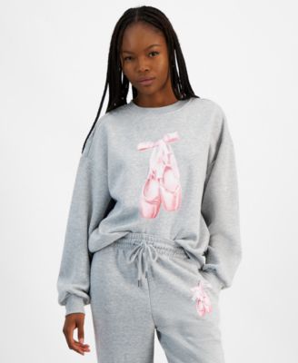 Madden Girl - Juniors' Pointe Shoes Graphic-Print Sweatshirt