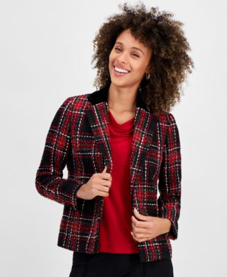 Kasper - Women's Plaid Tweed Blazer