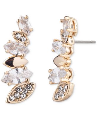 Emily in Paris - Gold-Tone Pav&eacute; & Marquise Crystal Drop Earrings