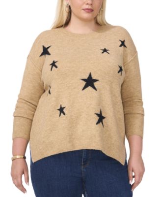 Vince Camuto - Plus Size Star-Patterned Crewneck Sweater