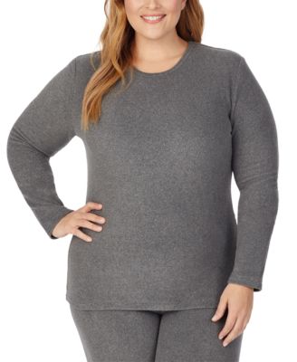 Cuddl Duds - Plus Size Fleecewear Long-Sleeve Crewneck Top