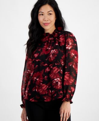 AK Anne Klein - Petite Floral-Print Blouse