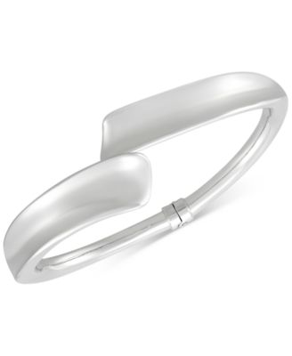 Italian Silver - Flared Edge Bypass Bangle Bracelet in Sterling Silver
