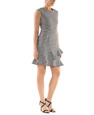 julia jordan - Women's Houndstooth Ruffle-Hem Mini Dress