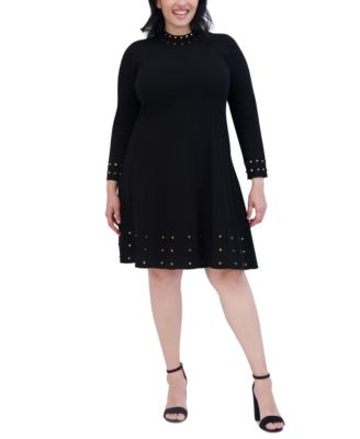 Vince Camuto - Plus Size Studded Mock-Neck Dress
