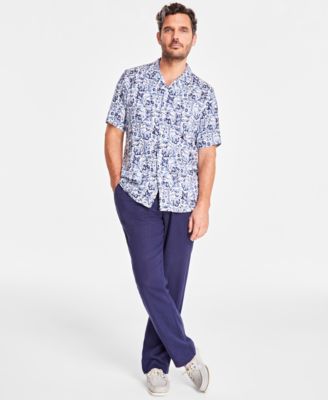 Club Room - Men's Floral Silk-Blend Short-Sleeve Button-Down Shirt